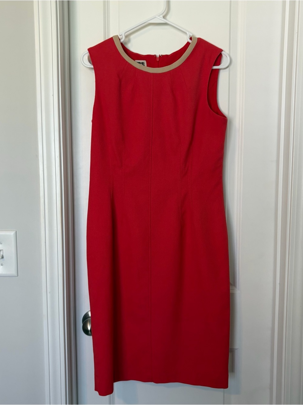 Anne Klein Sleeveless Red Sheath Dress with Contrast Neck
Size 8